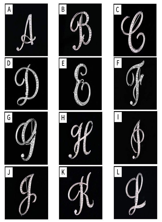 ETHOON Letter Brooch Pins Initial Rhinestone Brooch for Women Crafts Silvery W - Image 3