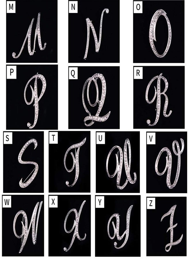 ETHOON Letter Brooch Pins Initial Rhinestone Brooch for Women Crafts Silvery W - Image 4