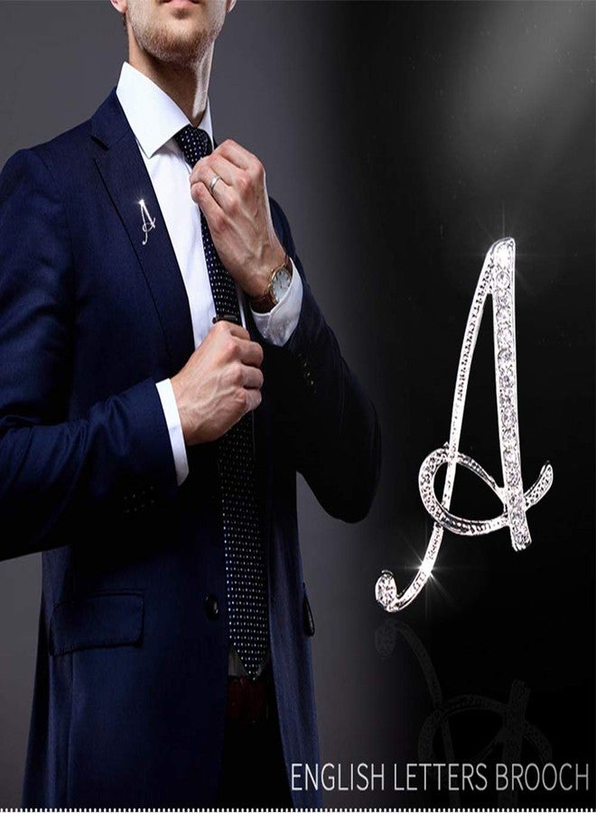 ETHOON Letter Brooch Pins Initial Rhinestone Brooch for Women Crafts Silvery W - Image 2