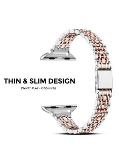 O Ozone Slim Metal Straps For Apple Watch Series 10 9 8 7 6 5 4 SE 38/40/41/42mm Stainless Steel Metal Wristband - Silver  - Image 3