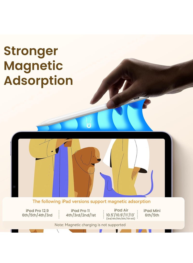 iPad Touchpen -13 Minute Fast Charging, With Tilt Sensitivity and Palm Misoperation Function, Suitable for iPad 11/10/9/8/7/6 Generation, Air 7/6/5/4/3/M3/M2, Pro 13 /12.9/11 /M4, Mini 7/6/5th, White - Image 4