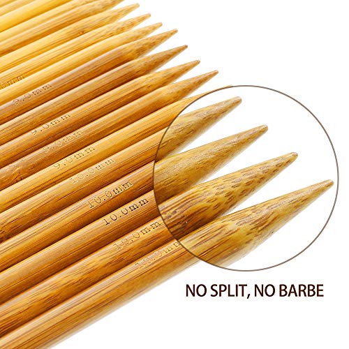 RELIAN Double Pointed , 75 Pcs Bamboo Knitting Needles Set, 15 Sizes from 2.0mm-10.0mm(8 Inches Length)+ 4Pcs Knitting Needles Point Protectors - Image 4