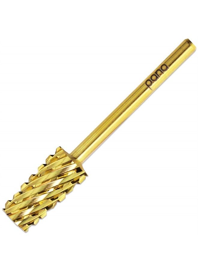 Premium Pana 3/32" Tapered Barrel Carbide Nail Bit -For Electric Dremel Drill Machine, Nail Art Design, Manicure, Pedicure, Nail File, Cuticle Clean etc. (Extra Coarse Grit- Gold)
