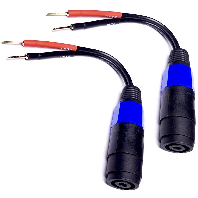 CNCESS CESS-170 Screw Type 2mm Pin Banana Plug to Female Speakon Jack Adapter Cable, Connect Speakon to Spring Clip Terminal Amplifier, 12AWG Soft Silicone Tinned Copper Wire – 2 Pack (Pin Banana) - Image 2