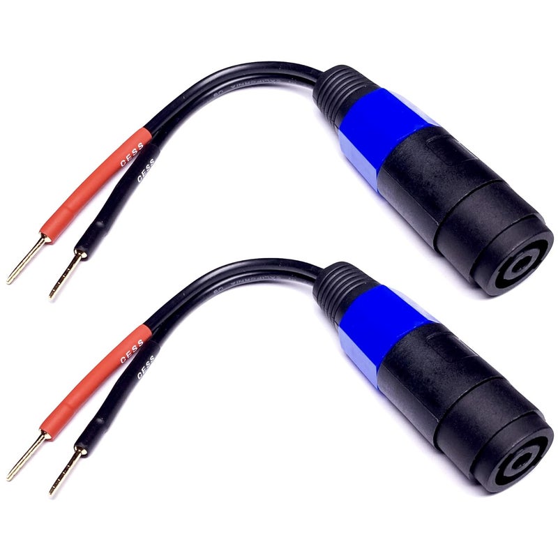 CNCESS CESS-170 Screw Type 2mm Pin Banana Plug to Female Speakon Jack Adapter Cable, Connect Speakon to Spring Clip Terminal Amplifier, 12AWG Soft Silicone Tinned Copper Wire – 2 Pack (Pin Banana) - Image 1