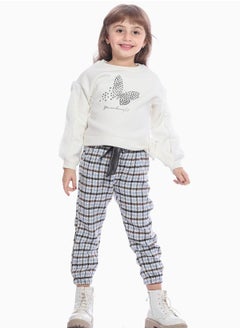 White Sweatshirt With Butterfly Print For Girls