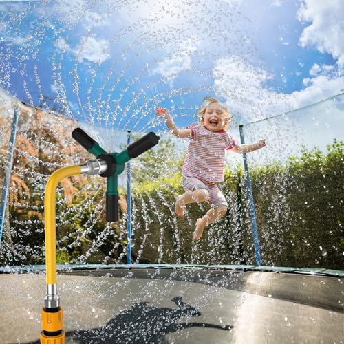 Eliteemo Upgraded Trampoline Sprinkler 360 Auto Rotating Water Sprinkler Outdoor Trampoline Sprayer Backyard Water Park Funny Games Yard Toys Sprinklers Good Gift for Kids - Image 1