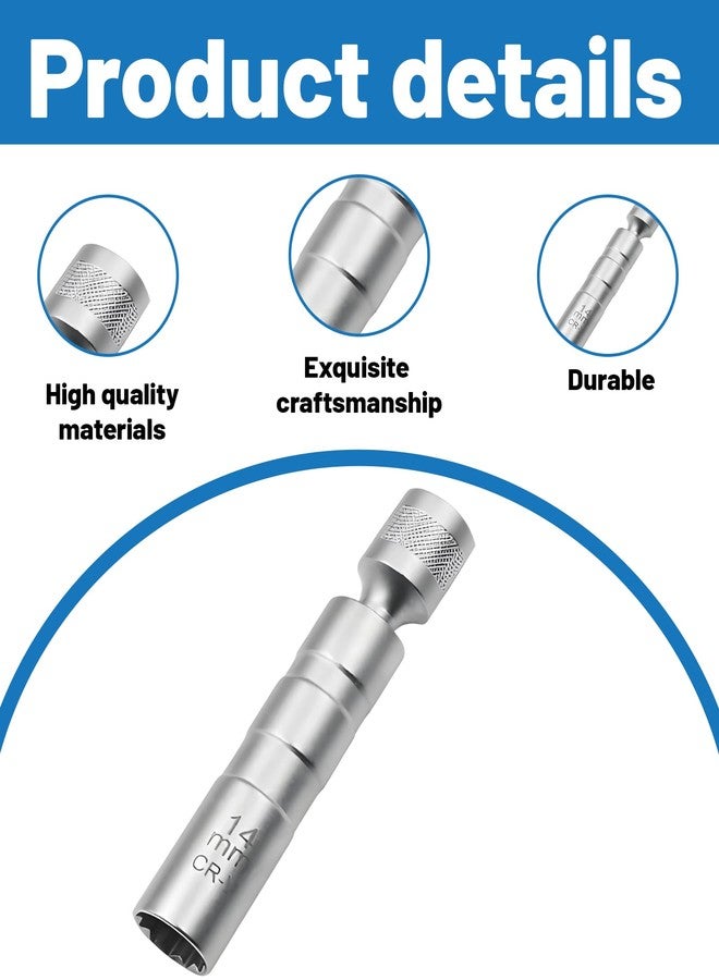 RupeeRise Spark Plug Socket,14mm Ultra Thin Spark Plug Socket Wrench, Long Reach Spark Plug Removal Tool for Tight Engine Spaces - Image 3