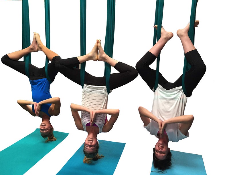 Flife F.Life Aerial Yoga Hammock kit Include Daisy Chain,Carabiner and Pose Guide (Blackish Green) - Image 2