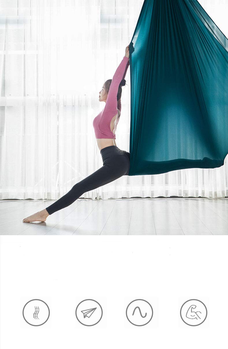 Flife F.Life Aerial Yoga Hammock kit Include Daisy Chain,Carabiner and Pose Guide (Blackish Green) - Image 4
