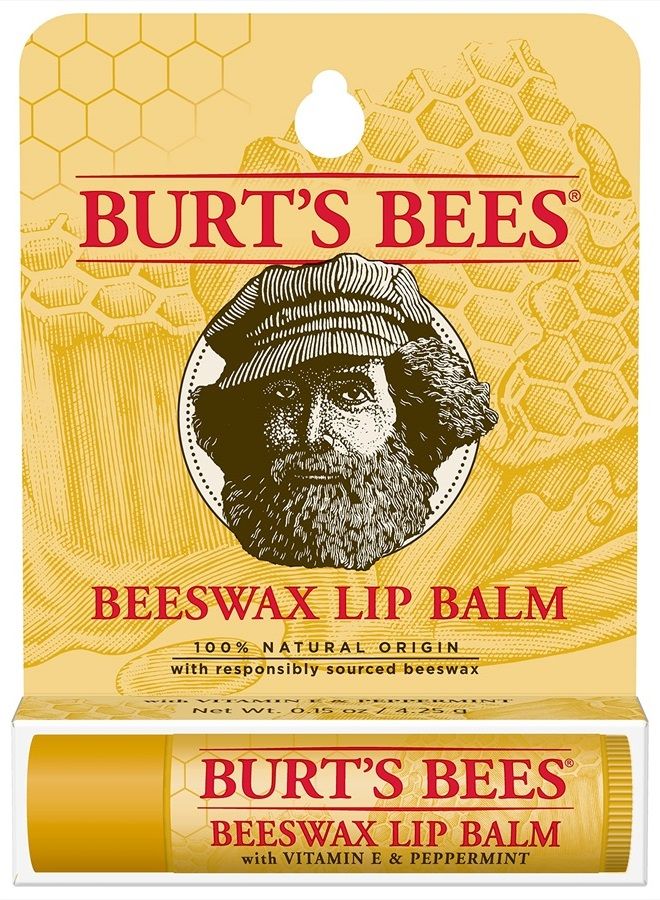 Burt's Bees 100% Natural Origin Moisturizing Lip Balm, Original Beeswax with Vitamin E & Peppermint Oil, 1 Tube, 0.04 ounce - Image 1