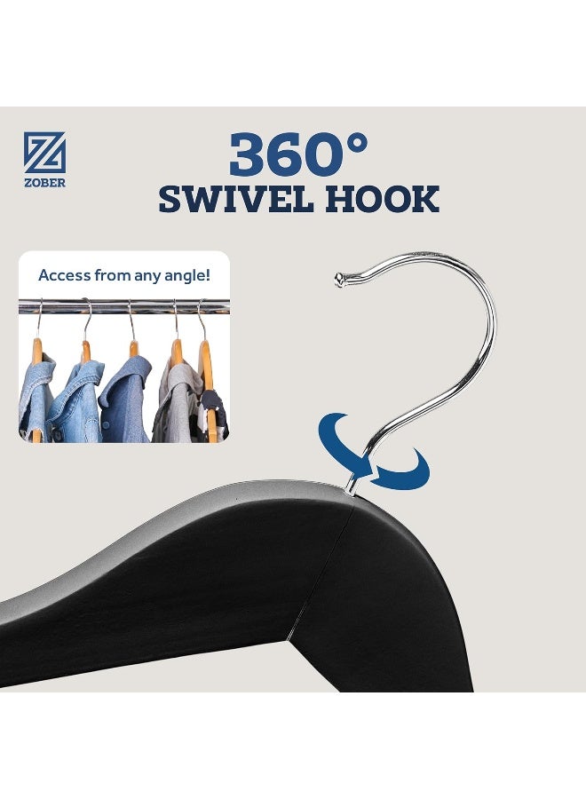 ZOBER Heavy Duty, Non Slip Wooden Hangers - (30 Pack) for Coats, Jackets, Suits, & Pants - Clothes Hangers for Closet W/Bar and Notches - Image 4