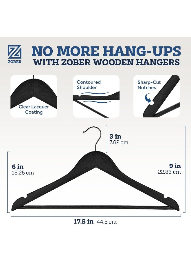 ZOBER Heavy Duty, Non Slip Wooden Hangers - (30 Pack) for Coats, Jackets, Suits, & Pants - Clothes Hangers for Closet W/Bar and Notches - Image 2