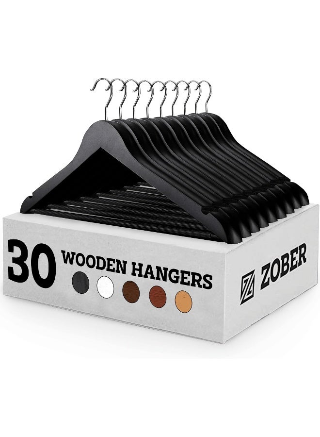 ZOBER Heavy Duty, Non Slip Wooden Hangers - (30 Pack) for Coats, Jackets, Suits, & Pants - Clothes Hangers for Closet W/Bar and Notches - Image 5