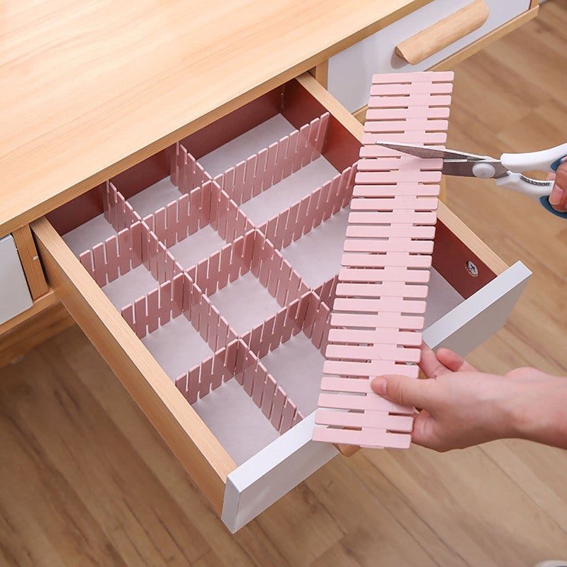 Adjustable Drawer Divider: Durable Abrasion-Proof Plastic, Free Combination - Multifunctional Storage Organizer for Bedroom, Kitchen, Office, Home Cabinet Space - Image 1