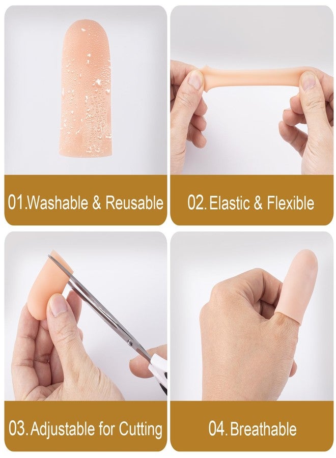 Mxxipp 20pcs Gel Finger Cot Caps, Stretchable Silicone Finger Support Protectors, Gel Thumb Cover Gloves for Hands Cracking Trigger Finger Arthritis- Nude - Image 4