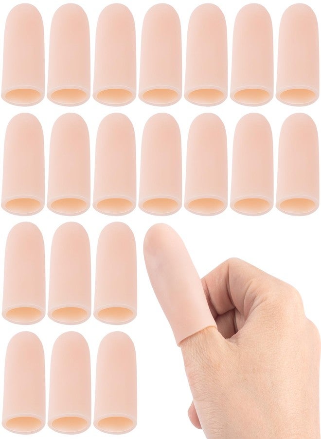 Mxxipp 20pcs Gel Finger Cot Caps, Stretchable Silicone Finger Support Protectors, Gel Thumb Cover Gloves for Hands Cracking Trigger Finger Arthritis- Nude - Image 1