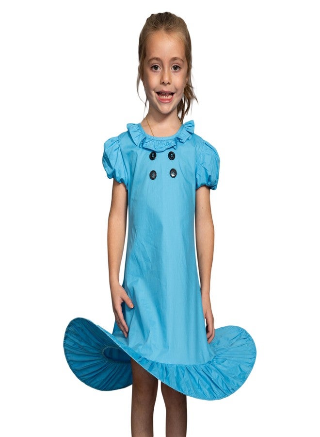 Costume Agent Lucy Comic Strip Good Grief Halloween Costume Cosplay Kids Children Blue Dress - Image 1