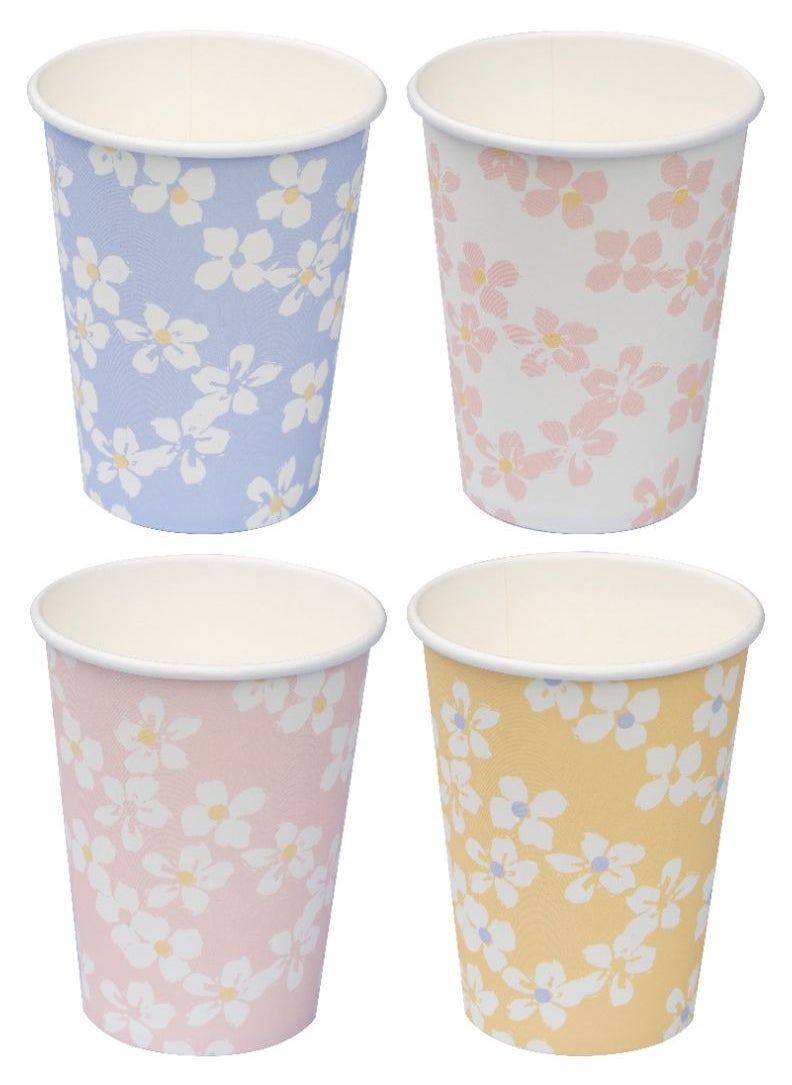Ginger Ray - Ginger Ray Floral Paper Cups Pack of 8 - Beautiful Floral Design Eco-Friendly Disposable Cups Perfect for Baby Showers Bridal Parties and Spring Events - Image 1