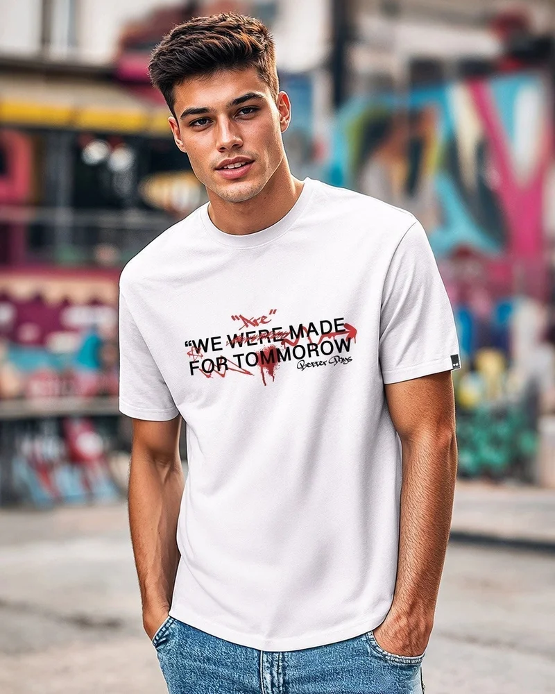 bewakoof Men's White The Future Typography T-shirt