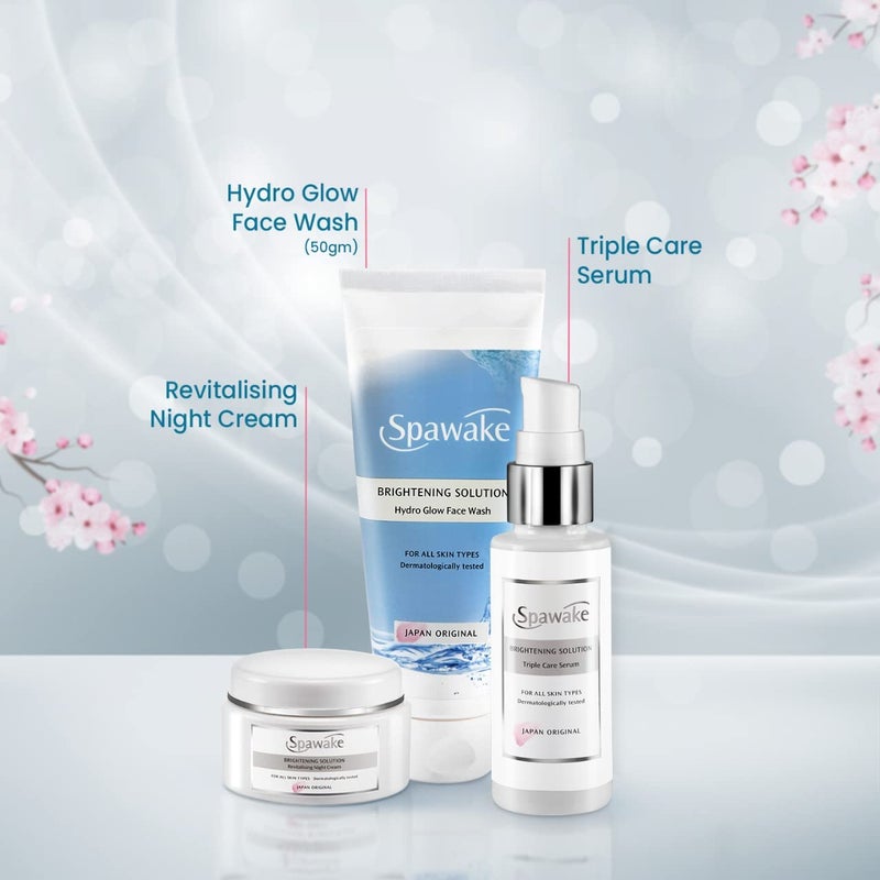 Spawake Skin Care Kit Brightening Face Wash Face Serum Night Cream 150g - Image 2