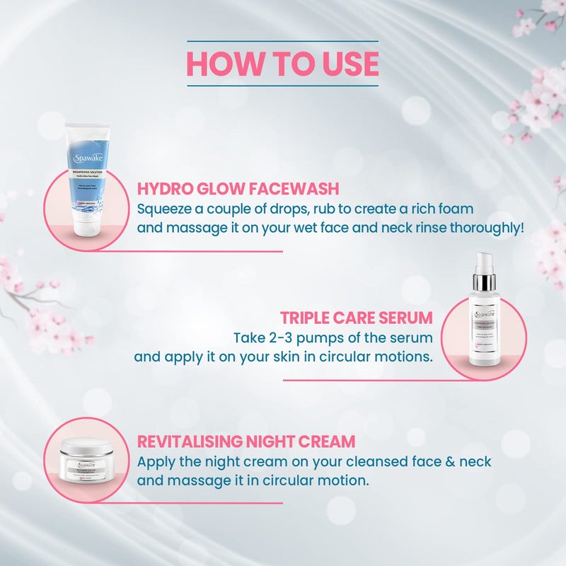 Spawake Skin Care Kit Brightening Face Wash Face Serum Night Cream 150g - Image 3
