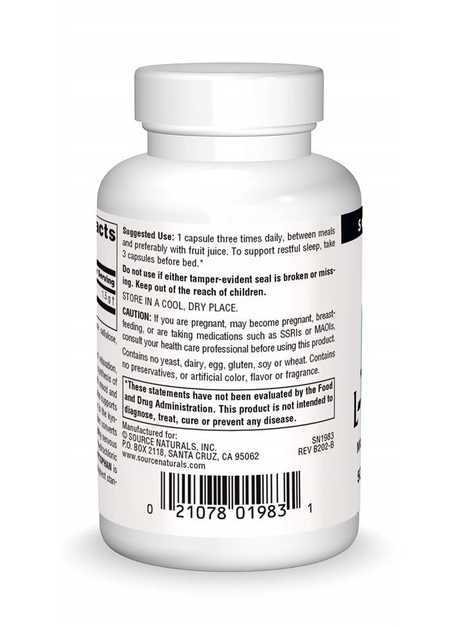 Source Naturals L-Tryptophan, for Mood, Relaxation, and Sleep*, 500mg - 30 Capsules - Image 2