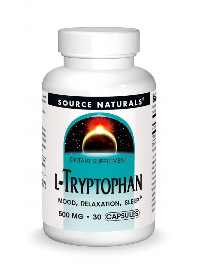 Source Naturals L-Tryptophan, for Mood, Relaxation, and Sleep*, 500mg - 30 Capsules - Image 1