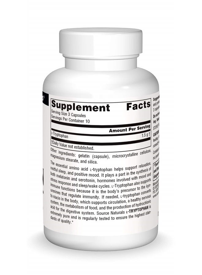 Source Naturals L-Tryptophan, for Mood, Relaxation, and Sleep*, 500mg - 30 Capsules - Image 3