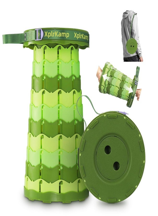 XplrKamp Upgraded Thickened Collapsible Stool, Portable Folding Stool Chair Lightweight But Sturdy Foldable Camping Stool, Retractable Telescopic Seat for Picnics Fishing Hiking BBQ (1, LIGHTGREEN) - Image 1