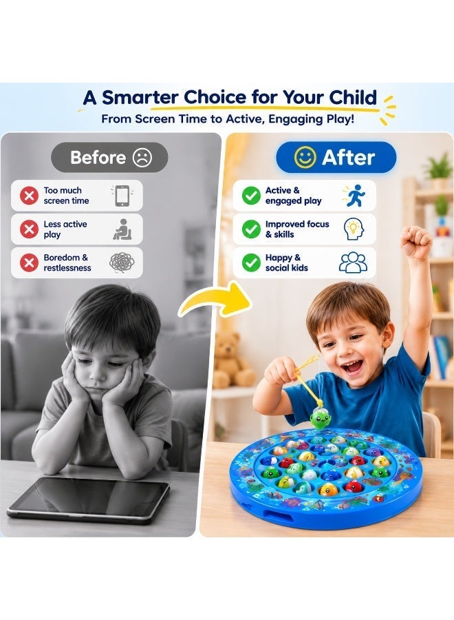 Kids Fishing Game Toy with Rotating Fish Board and Rods for Ages 3+ - Image 4