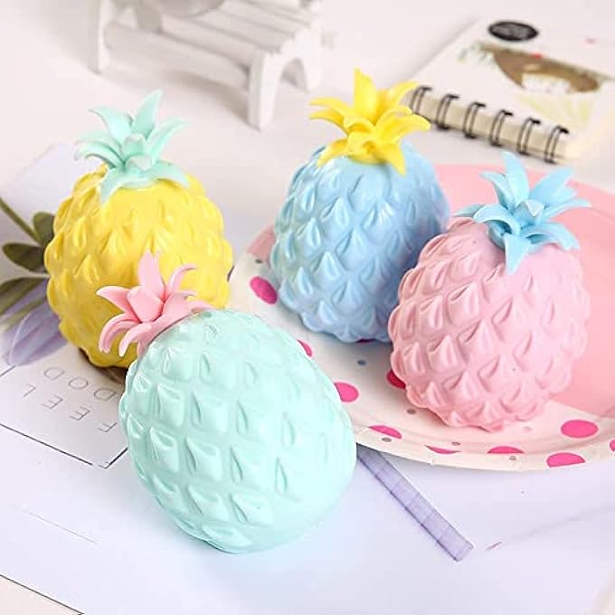 HOTBEST 4 Pcs Pineapple Stress Ball, Fidget Toys Ball for Pressure Release Party Gifts (Random Color) - Image 1