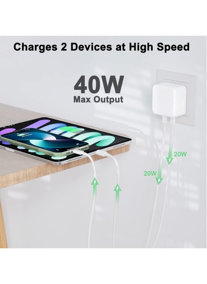 Generic - USB C Plug, 35W Dual USB C Fast Charger Plug Power Adapter for iPhone 15/14/14 Plus/Pro/ 14 Pro Max/ 13/12/ 11/ X/Samsung/Pad/Speaker/AirPods - Image 1