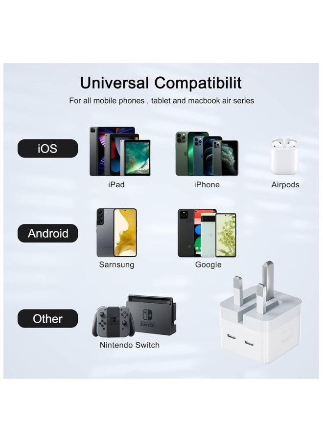 Generic - USB C Plug, 35W Dual USB C Fast Charger Plug Power Adapter for iPhone 15/14/14 Plus/Pro/ 14 Pro Max/ 13/12/ 11/ X/Samsung/Pad/Speaker/AirPods - Image 1