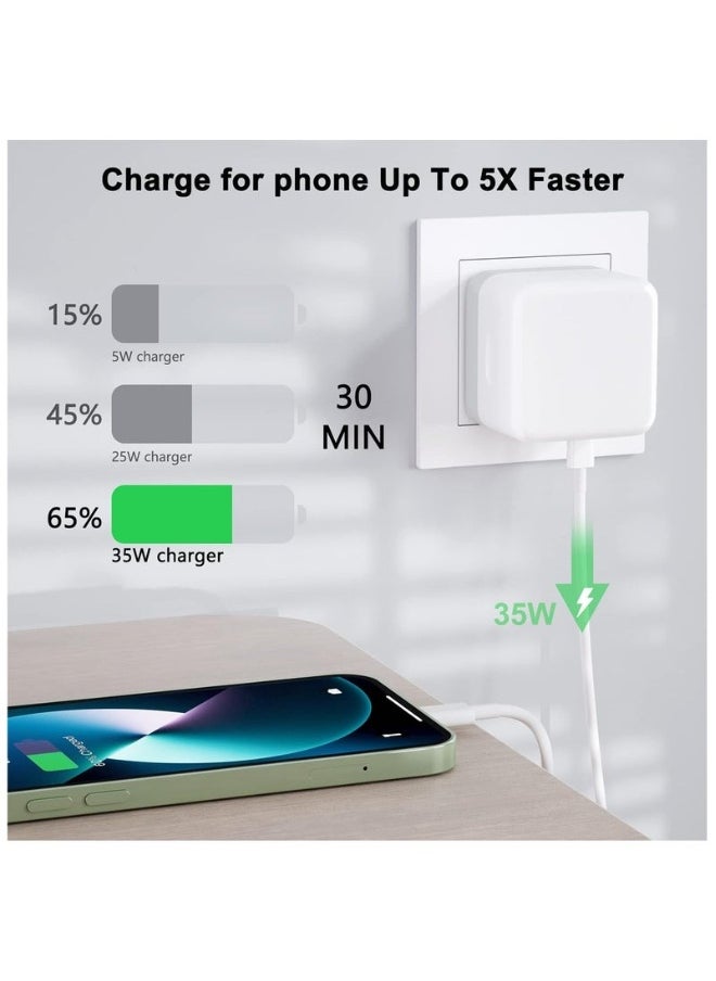 Generic - USB C Plug, 35W Dual USB C Fast Charger Plug Power Adapter for iPhone 15/14/14 Plus/Pro/ 14 Pro Max/ 13/12/ 11/ X/Samsung/Pad/Speaker/AirPods - Image 1