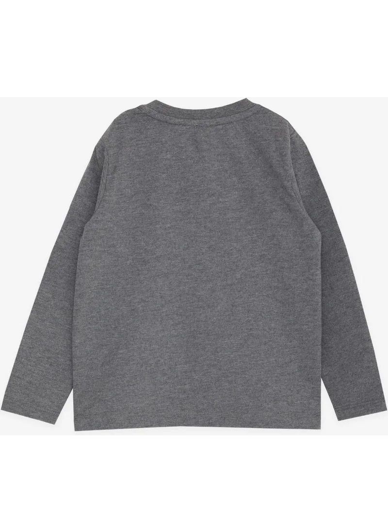 Breeze Baby Boy Long Sleeve T-Shirt with Pockets Buttons Embroidered 9 Months-3 Years, Dark Gray Melange
