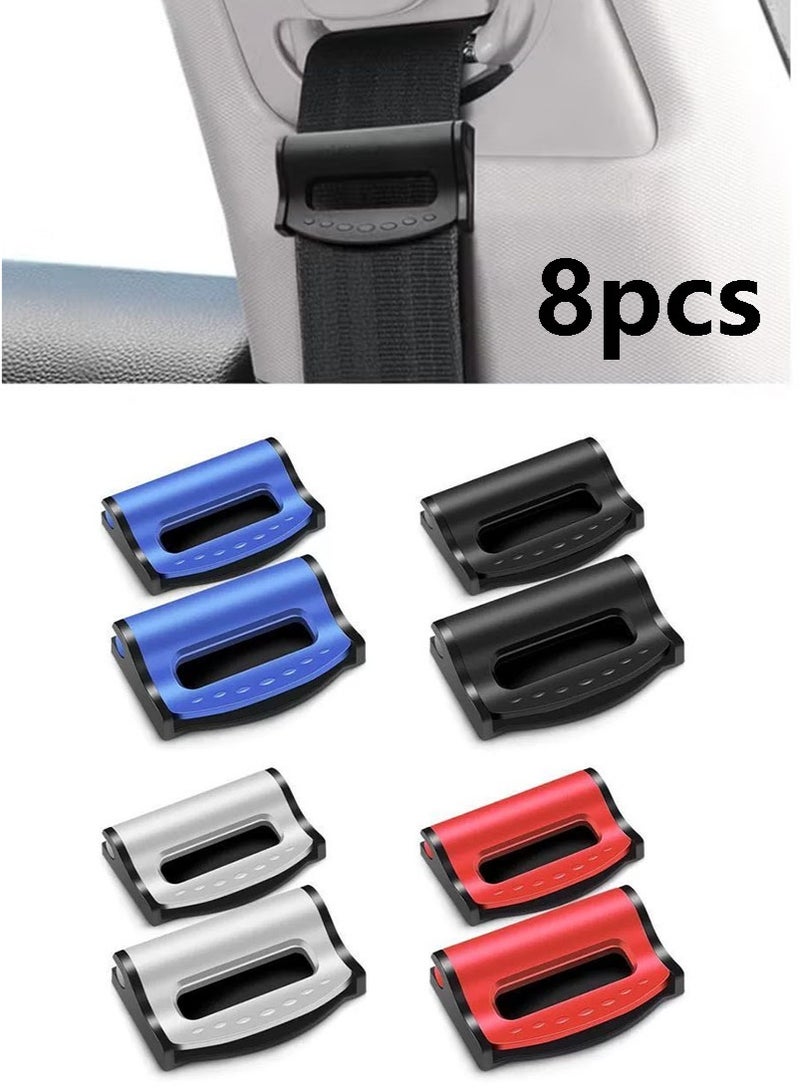 8 قطع من مشابك تعديل حزام الأمان للسيارة، مشابك حزام أمان عالمية للسيارات، واقي مريح للكتف والرقبة ومثبت لحزام الأمان للسيارات وسيارات الدفع الرباعي (أسود، أزرق) - Image 1