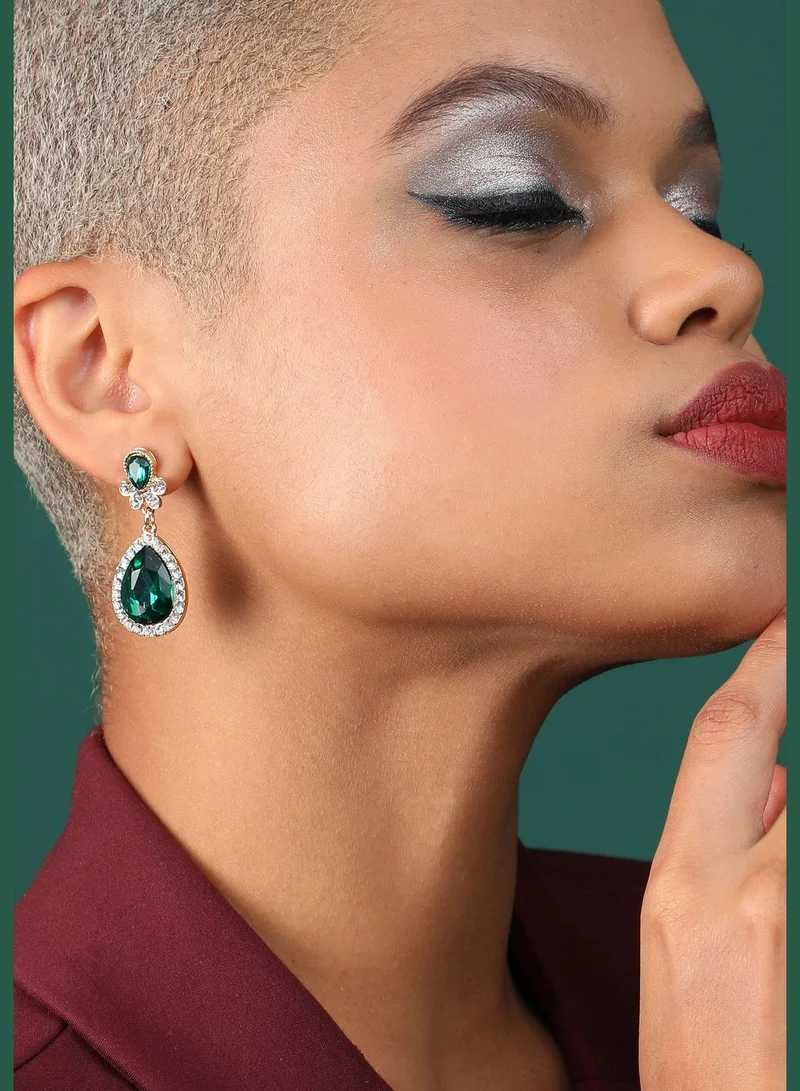 SOHI Silver Plated Designer Stone Party Drop Earring For Women