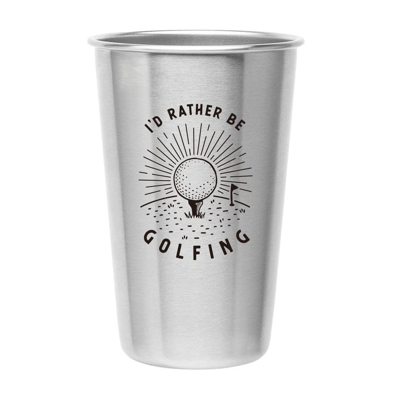 Magic Pine Magic Pine Id Rather Be Golfing Stainless Steel Pint Cup Tumbler  Funny Golf Gift for Golfers Guys Gals  Use at Home Putting Tee Box Office Travel as A Fathers Day or Birthday Gift For Men