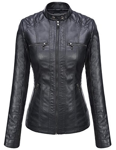 Tanming Womens Faux Leather Jacket Hooded Moto Biker Coat Outerwear Fall Fashion Outfits Winter Clothes - Image 3