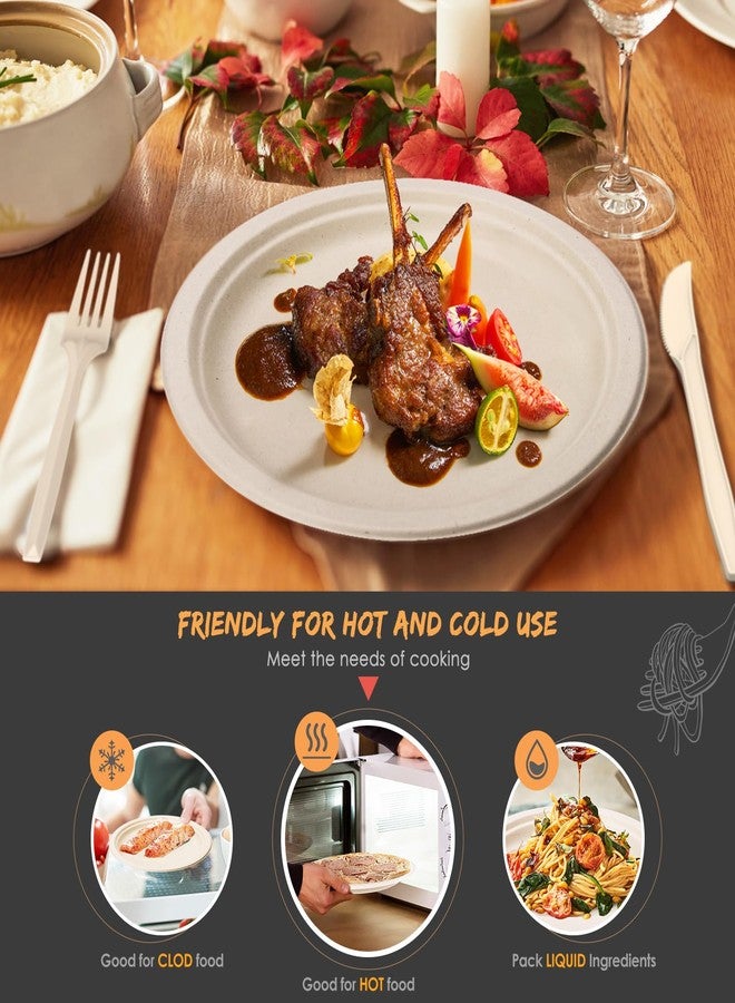Gezond 250pcs Disposable Paper Plates Set, Compostable Party Supplies, Biodegradable Dinnerware Include Paper Plates, Cocktail Napkins, Utensils for Party, Picnic, 50 Each - Image 3