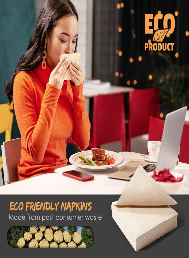 Gezond 250pcs Disposable Paper Plates Set, Compostable Party Supplies, Biodegradable Dinnerware Include Paper Plates, Cocktail Napkins, Utensils for Party, Picnic, 50 Each - Image 5