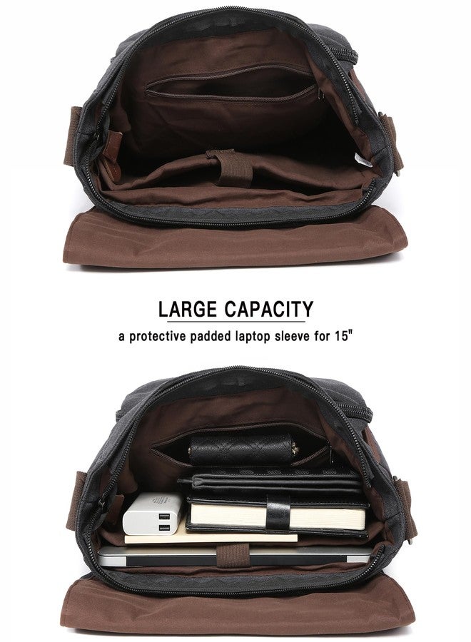 داسين حقيبة كتف كبيرة من قماش الكانفاس بتصميم كلاسيكي من داسين، لون أسود، مناسبة لأجهزة الكمبيوتر المحمولة حتى 15 بوصة - Image 4