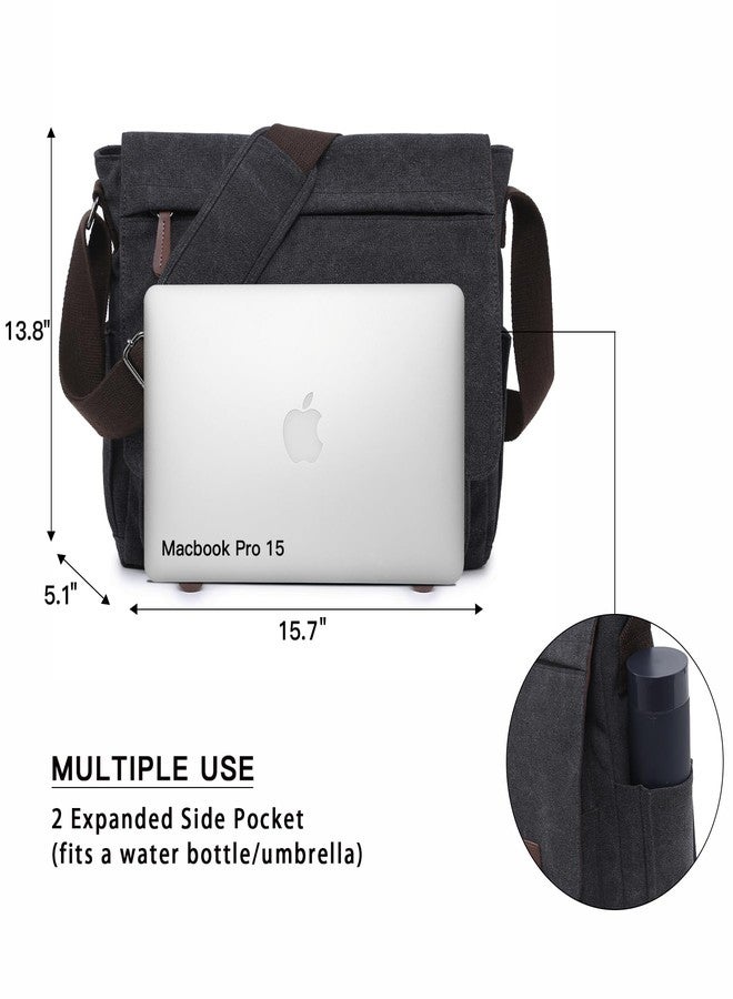 داسين حقيبة كتف كبيرة من قماش الكانفاس بتصميم كلاسيكي من داسين، لون أسود، مناسبة لأجهزة الكمبيوتر المحمولة حتى 15 بوصة - Image 2