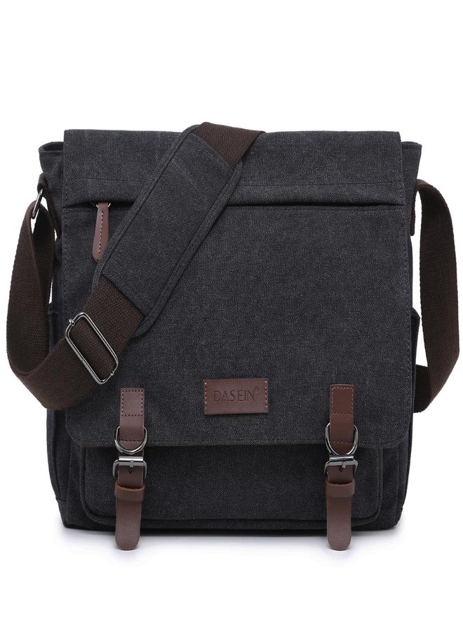 داسين حقيبة كتف كبيرة من قماش الكانفاس بتصميم كلاسيكي من داسين، لون أسود، مناسبة لأجهزة الكمبيوتر المحمولة حتى 15 بوصة - Image 1