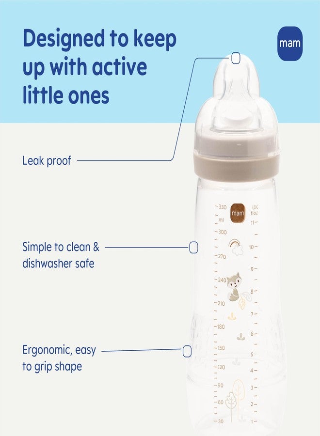 مام مجموعة زجاجات رضاعة الأطفال MAM Easy Active، 4 زجاجات، سعة 11 أونصة، خالية من مادة BPA، حلمة سيليكون سريعة التدفق، مقبض مانع للانزلاق، مانعة للتسرب، مناسبة للأطفال من عمر 4 أشهر فما فوق، لون بنفسجي قزحي - Image 2