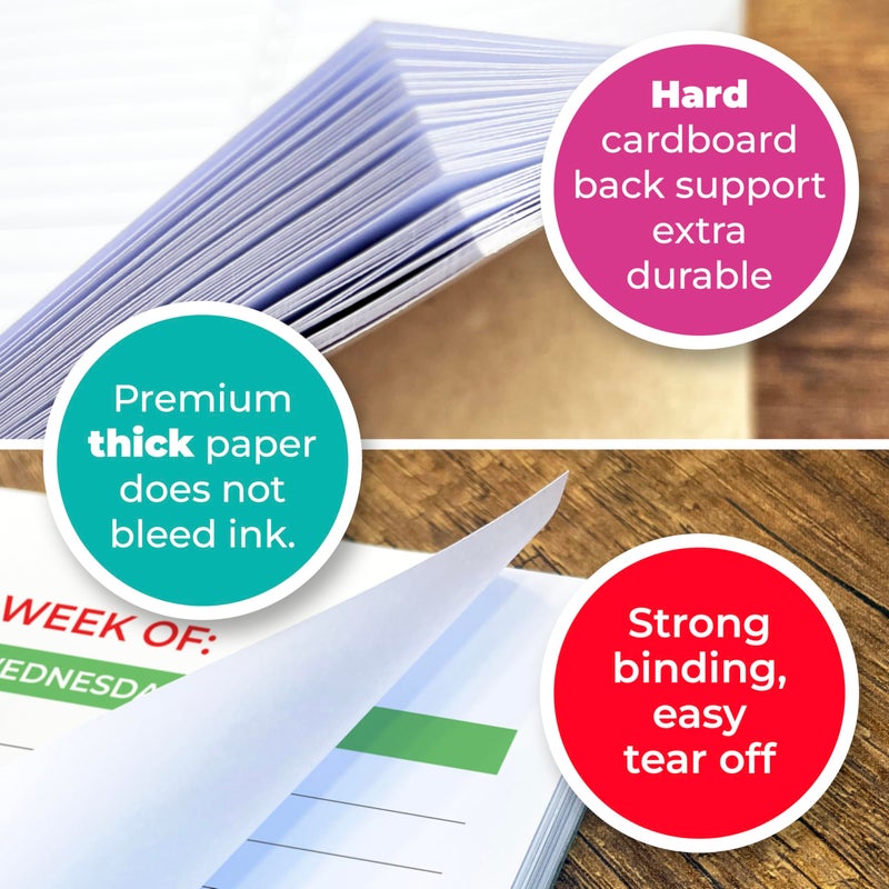 HADIGU Weekly Planner Notepad, Weekly To Do List Notepad, Tear Off Undated Weekly Planner Pad, 11.5" x 8", Premium Thick Paper with Cardboard Back Support, Desk Planner for Office & Home, Vivid Color Design. - Image 5