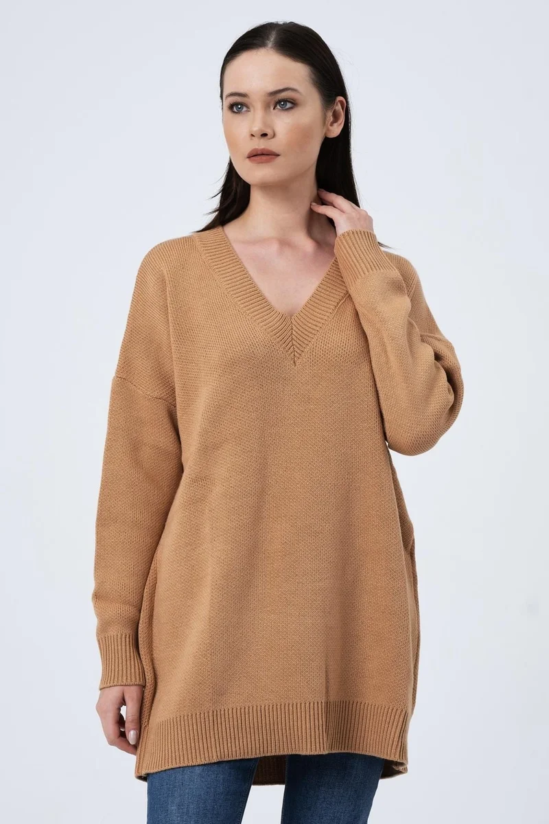 الكسندر جاردي Alexandergardı V-Neck Knitwear Loose Sweater (A91861-S)