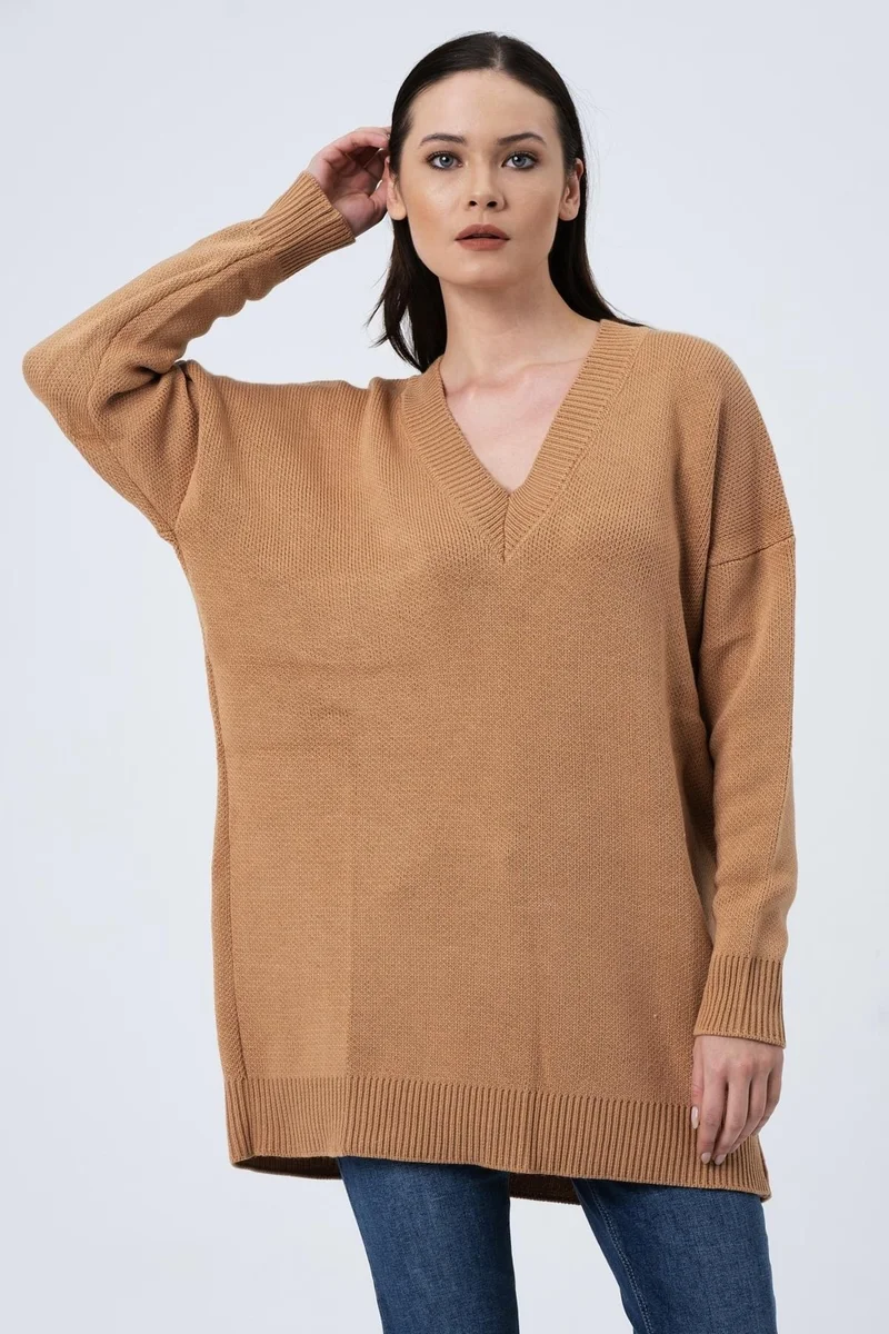 الكسندر جاردي Alexandergardı V-Neck Knitwear Loose Sweater (A91861-S)