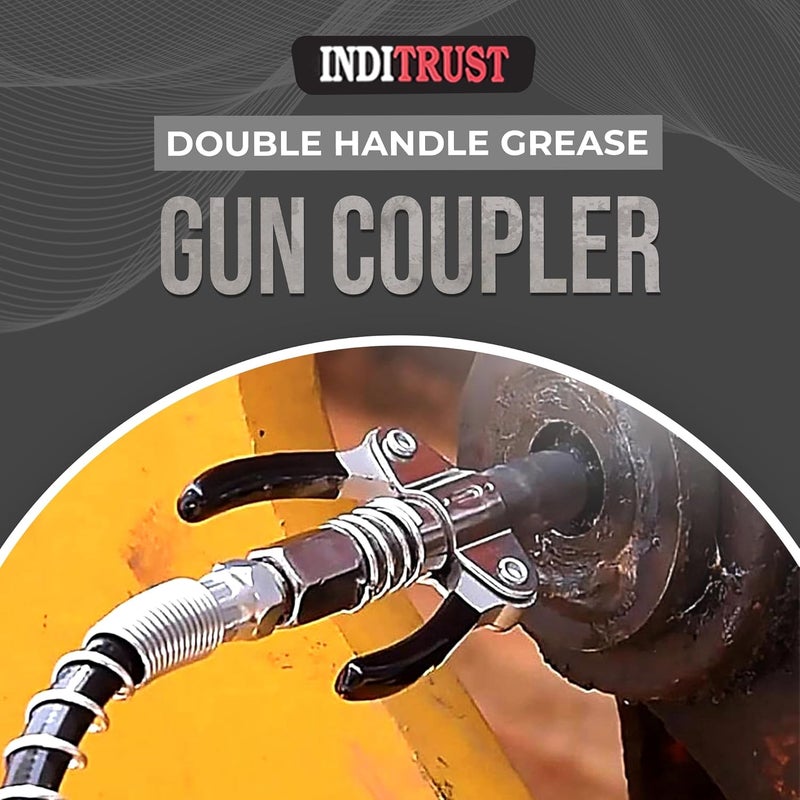 Inditrust Inditrust 2pc Double handle Grease Gun Coupler with 1pc 30cm Hose 10000 PSI compatible with All Grease Guns 18  - Image 3